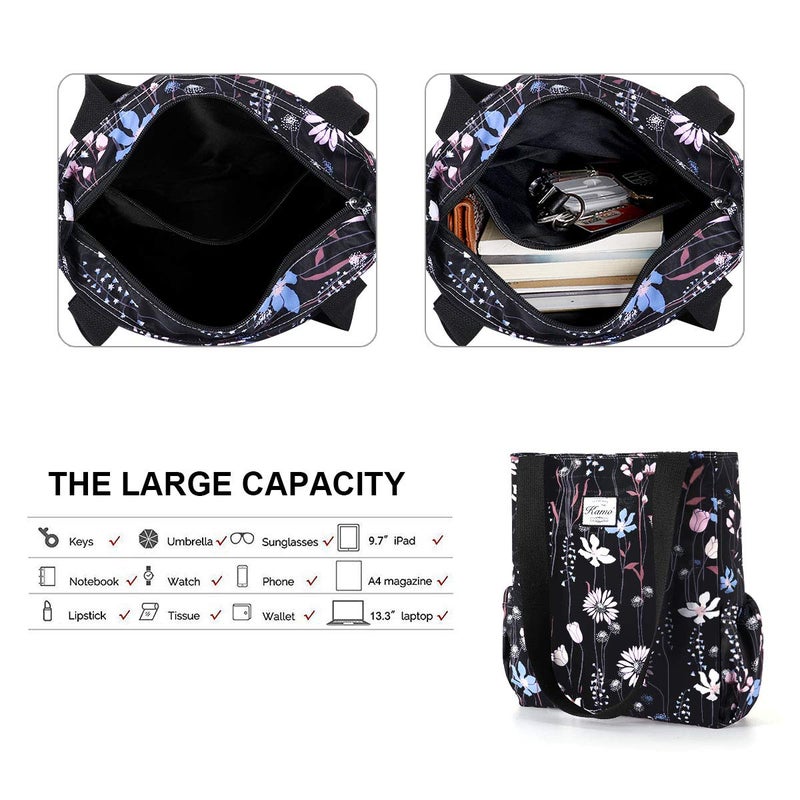 KAMO Floral Tote Bag - Waterproof Lightweight Handbags Travel Shoulder Bag for Hiking Yoga Gym Swimming Travel Beach - Image 5